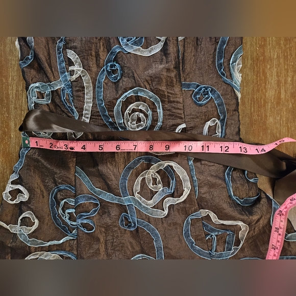 Jessica McClintock Brown Dress With Blue Ribbon Acdents Strapless Mini Formal 4 - Picture 4 of 9